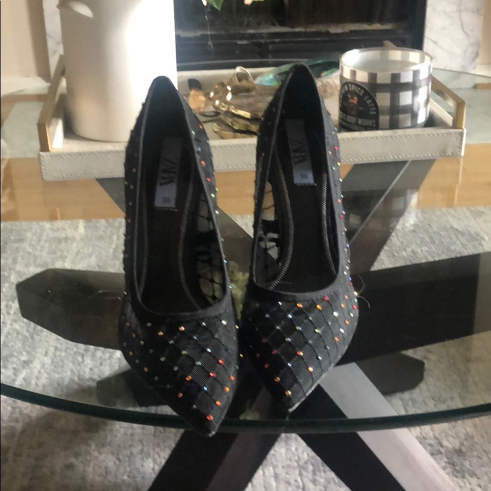 Zara multi color sparkle heels